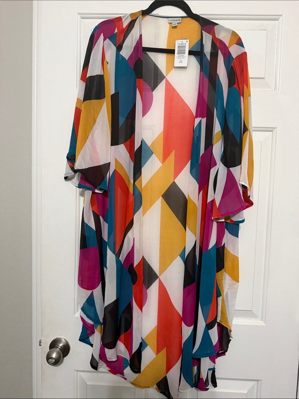 torrid Multicolor Geo-Print Asymmetrical Kimono